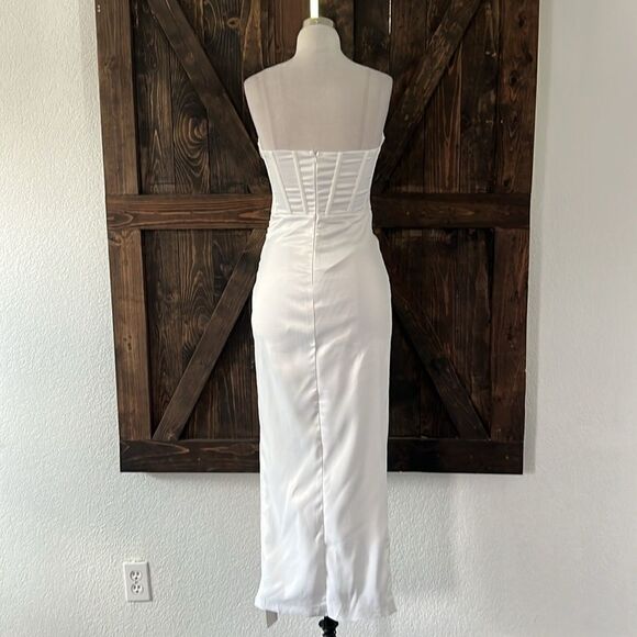 NWT KUTUMAI Cowl Neck Satin Corset Dress Strapless Tube Top Split Party Cocktail - Picture 10 of 16